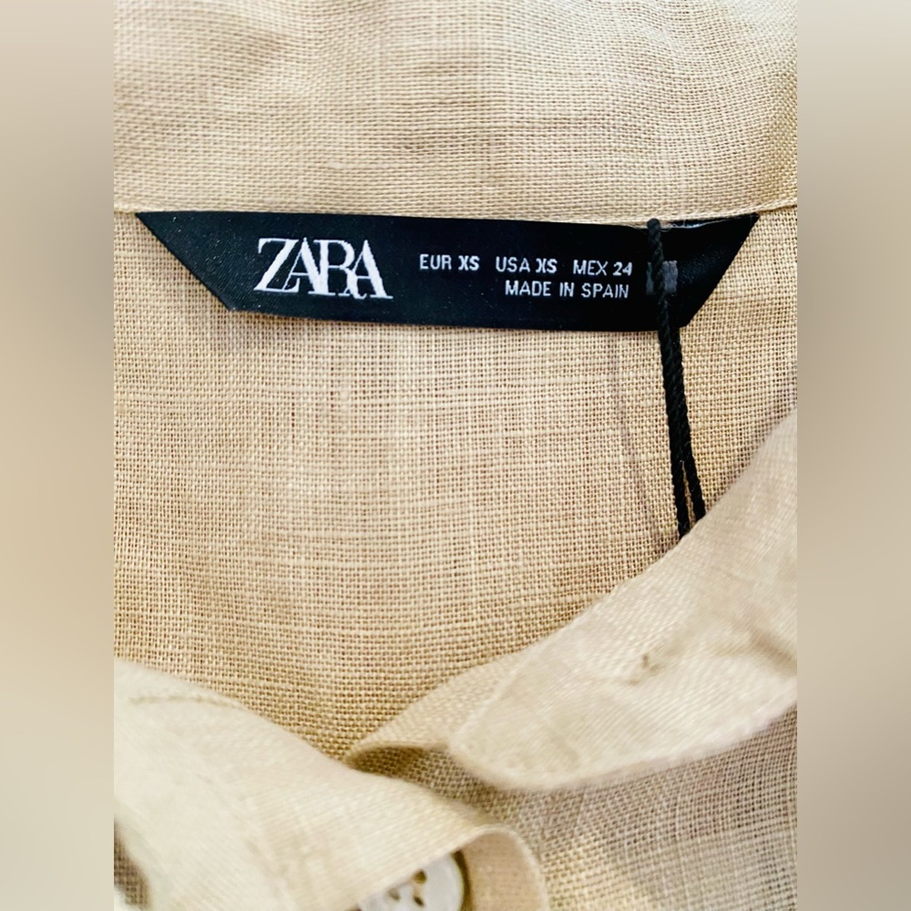 NWT! Zara Linen Shirt with Pocket | Size XS - Picture 9 of 12